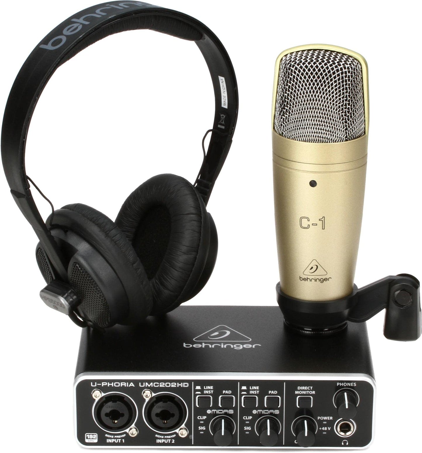 Behringer U-Phoria Studio Pro-Studio mic, Sound card, Studio setup