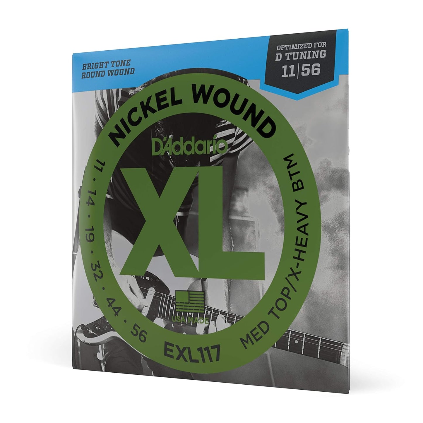 D'Addario EXL117 Nickel Wound Electric Guitar Strings, Medium Top/Extra-Heavy Bottom, 11-56