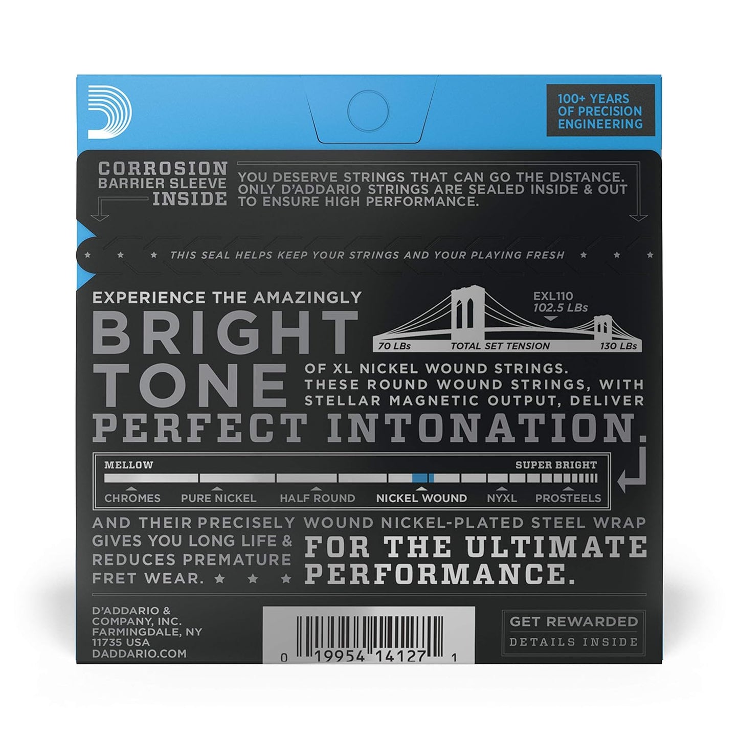 D'Addario Electric Regular (Light Gauge10/46 BRIGHT TONE ROUND WOUND) Guitar Strings (Bronze)