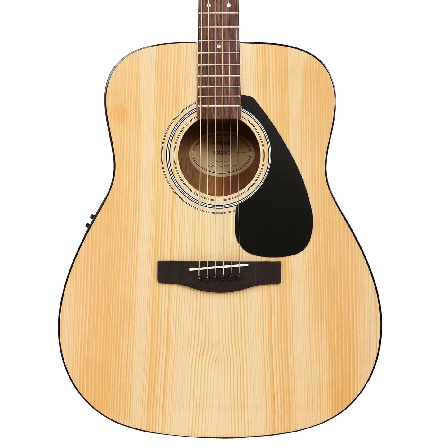 Yamaha FX280 Electro Acoustic Guitar, Natural Finish, Full-Size Dreadnought Body, 6-String with Built-in Pickup & Preamp