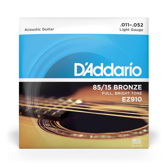 D'Addario EZ910 Bronze Acoustic Guitar Strings Light Gauge