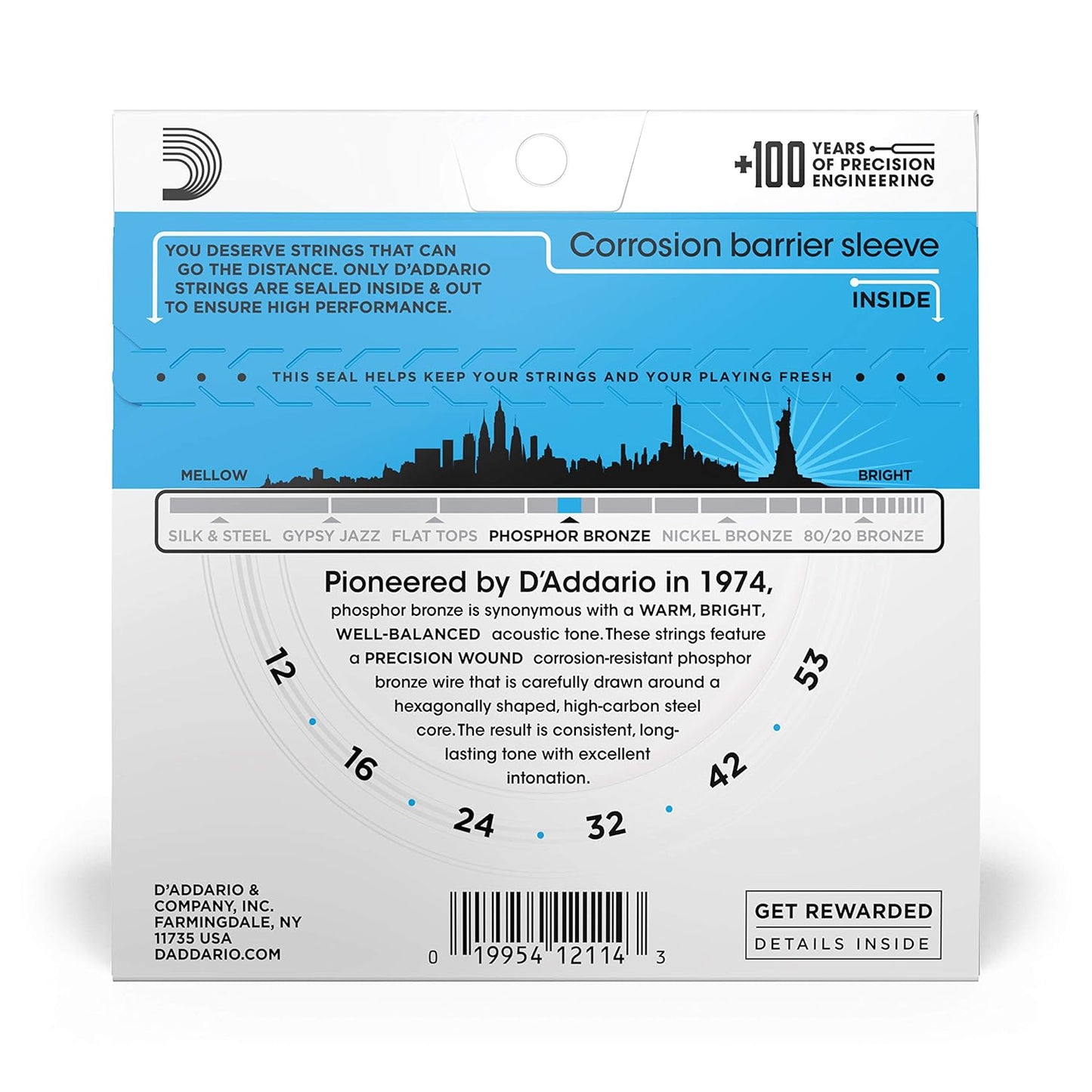D'Addario EJ16 Acoustic 12-53 Light Guitar Strings