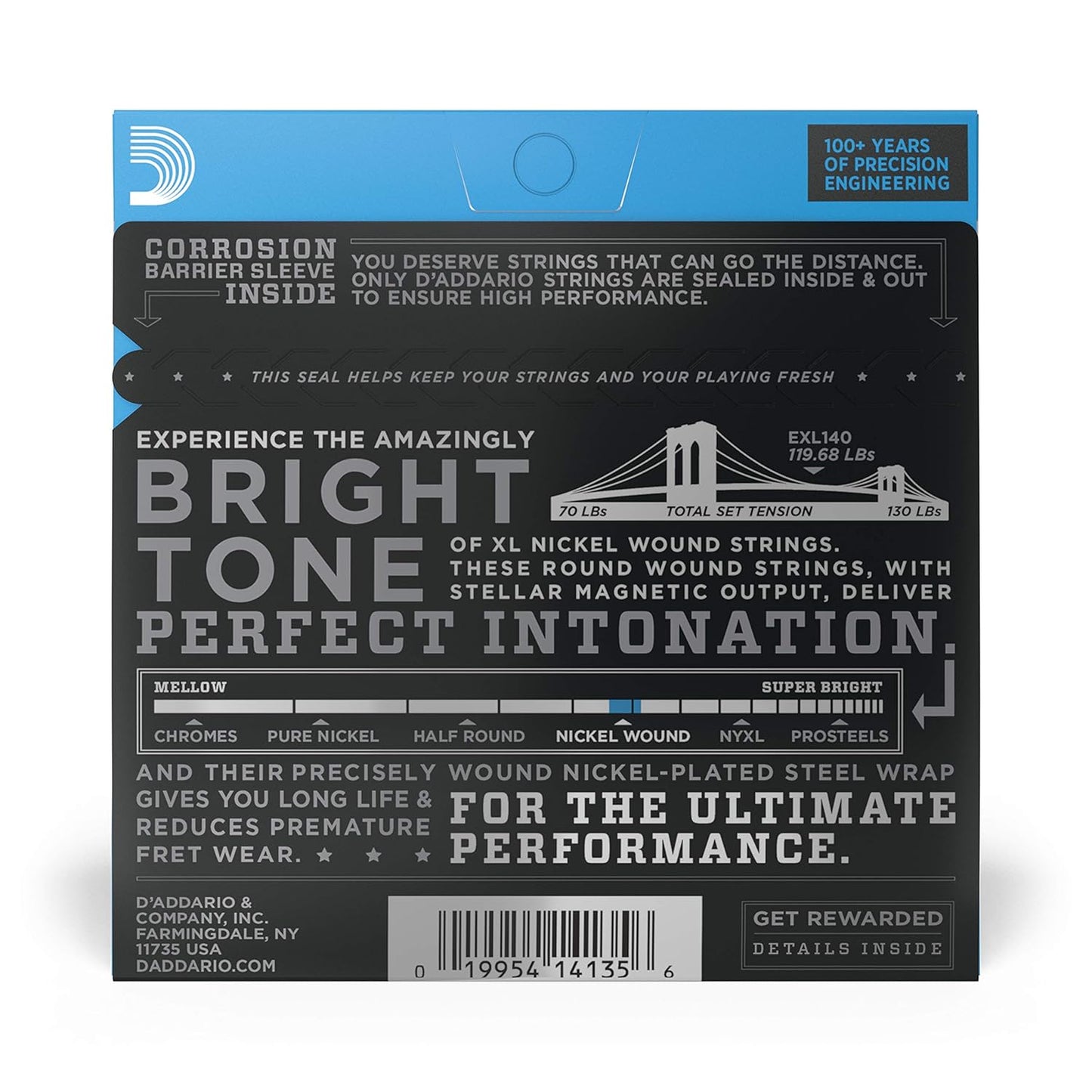 D'Addario EXL140 Nickel Wound 10-52 Light Electric Guitar Strings